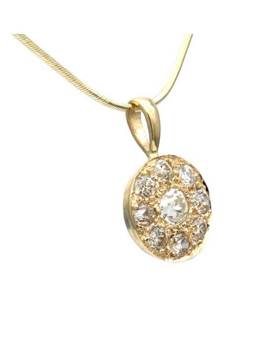 14ky European Diamond  Nugget Drop on Box Chain Necklace